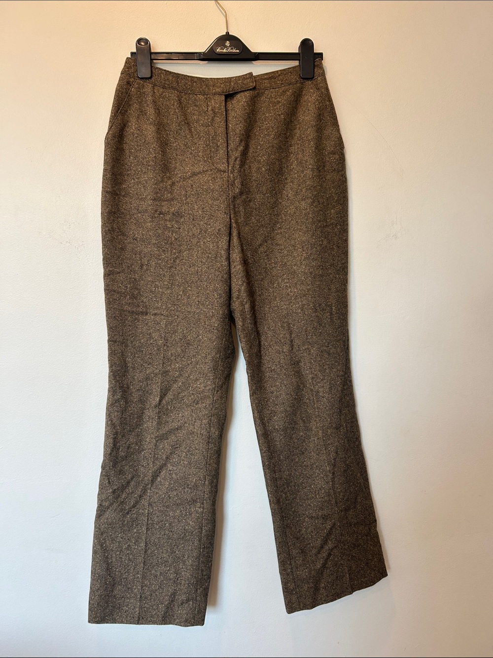 Classic Wide-Leg Wool Blend Trousers - Brown